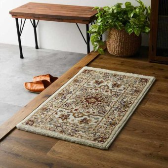 ラグ カーペット 玄関 屋内 屋外 輸 入 ネカル アイボリー 約50×80cm 長方形 民族調 エスニック モダン シンプル オールシーズン 丈夫 50×80cm ルカス ベージュ 新生活