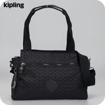キプリング ハンドバッグ レディース ブランド Kipling エリシア ロゴ ワンポイント 総柄 2WAY K43793-K59 Signature Emb 黒