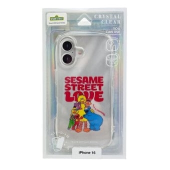 セサミストリート クリスタルクリアケース (iPhone16) LOVE iPhoneケース スマホ用品