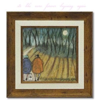 アートフレーム サムトフト 永遠のアイがまた始まるよ ST-04053  絵 絵画 森 太陽 月 犬 イヌ