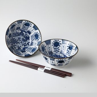 間取花鳥 5.0多用丼ペアー 磁器 美濃焼 やきものの里から、暮らしを贈ります。　ギフト 食器 セット テーブルウェア