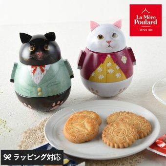 La Mere Poulard ラ・メール・プラール キャット缶 サブレ＆パレシトロン 2缶セット NR-05022 焼菓子スイーツ/クッキー/フランス/個包装/ラメールプラール/発酵バター/おいしい/ギフト プレゼント/缶/