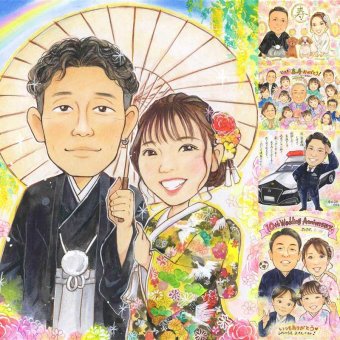結婚記念日のお祝いに、紹介で広がっている似顔絵ギフトです。 似顔絵 ウェルカムボード 贈り物 プレゼント 名入れ ギフト 手描き 結婚記念日 挙式 記念 お祝い ウェルカムボード 家族 友人 友達 同僚 カップル 名入れ 下書き確認 修正無料 そっくり 似てる かわいい サプライズ 一生もの ウェディング 宝物 結婚式 イラスト 快気祝い カラフル バレンタインデー お祝いの品 節目 二次会