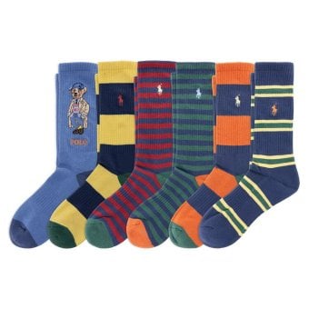 ポロラルフローレン：LITCHFIELD BEAR ソックス 6PK (アソート)[ソックス/ 男性下着/ メンズインナー/人気ブランド/おすすめギフト/誕生日プレゼント/メンズファッション]