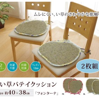 クッション い草 い草クッション バテイ 馬蹄 花柄 『フォンターナ』 約40×38cm 2枚組 新生活