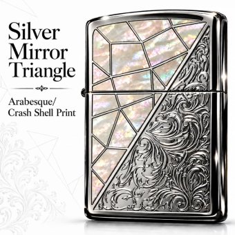 ZIPPO ライター トライアングル アラベスク ホワイトシェル模様 ジッポ 鏡面仕上げ 彫刻 シルバー かっこいい おしゃれ メンズ ギフト プレゼント