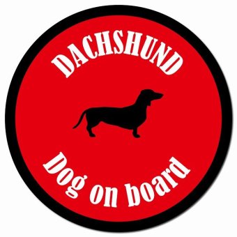 カラフル Dog on board ダックスフント レッド＆ブラック カーサイン 車 マグネットステッカー 犬 マグネット 強力 直径13cm 丸型 おしゃれ かわいい ドラレコステッカー 安全対策 危険運転 煽り運転 アニマル 動物 犬種別 屋外 防水 屋内