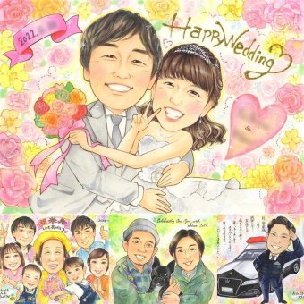 結婚記念日のお祝いに、記念に似顔絵を贈りませんか。 贈り物 似顔絵 ウェルカムボード プレゼント 名入れ ギフト 手描き 結婚記念日 記念 お祝い 挙式 ウェルカムボード 友人 友達 家族 同僚 カップル 下書き確認 修正無料 名入れ 宝物 喜ばれる そっくり 一生もの 結婚式 ウェディング 宝物 一生もの 卒寿祝い 応援 二次会 サプライズ 快気祝い 大人数 同窓会 ホワイトデー