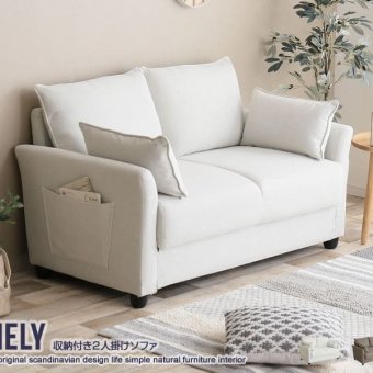 ソファ 座椅子 収納付き2人掛け 2人掛け コンパクト 2人用 収納 ポケットコイル ファブリック ー 体にフィット Riely おしゃれ ミッドセンチュリー 西海岸