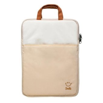 【9月30日入荷分予約受付中】 タブレットケース 13インチ かわいい 持ち手付き Smile Beige TP-SM03 タブレットポーチ ランドセル 小学校 子供 おしゃれ 軽量 クッション iPad ノートPC 収納 バッグ