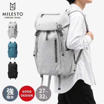 【正規販売】MILESTO ミレスト LIKID リキッド MLS922 フラップバックパックXL バックパック 撥水 はっ水 防水 32L 軽量 旅行 ビジネス 出張 旅行バッグ ブラック グレー 登山 通学 ギフト プレゼント メンズ レディース ブランド グッドデザイン賞 キャリーオン PC収納