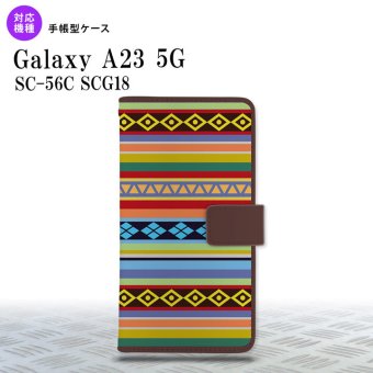Galaxy A23 GalaxyA23 手帳型スマホケース カバー エスニック ボーダー カラフル 2022年 10月発売 nk-004s-a23-dr1565