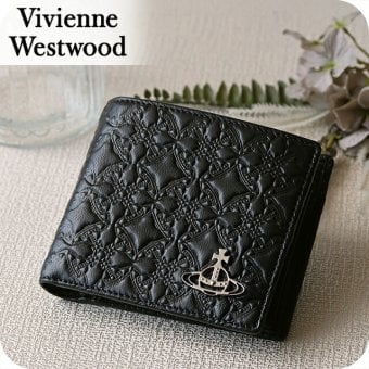 ヴィヴィアン ウエストウッド 二つ折り財布 二折財布 コンパクト メンズ ブランド Vivienne Westwood ロゴ 51010016 L003E N403 BLACK ビビアン
