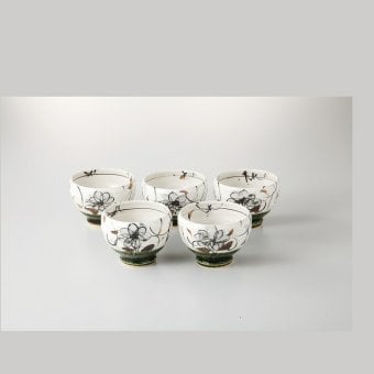 手造り織部唐草花煎茶揃 陶器 美濃焼 やきものの里から、暮らしを贈ります。　ギフト 食器 セット テーブルウェア