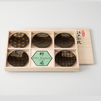 江戸小紋　粋　小皿揃（黒） 磁器 美濃焼 やきものの里から、暮らしを贈ります。　ギフト 食器 セット テーブルウェア