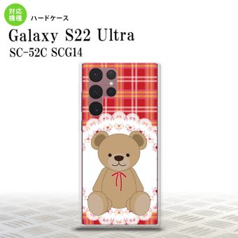 SC-52C SCG14 Galaxy S22 Ultra スマホケース 背面ケース ハードケース くま チェック レース 赤 メンズ レディース nk-s22ul-755
