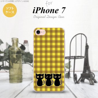 【iPhone7】【スマホケース/スマホカバー】【アイフォン７】iPhone7 スマホケース カバー アイフォン７ ソフトケース 猫C 黄×茶 nk-iphone7-tp1138【メール便送料無料】