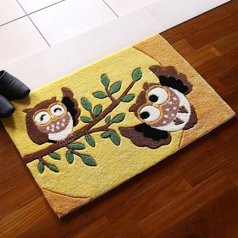 ふくろうフックマット 45×75cm 玄関マット 室内 屋内 風水 縁起物 梟 フクロウ おしゃれ 玄関 ラグ 滑り止め 厚手 送料無料