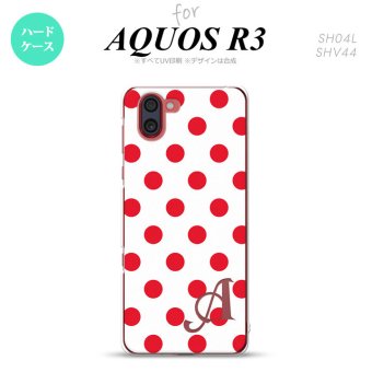 SH-04L SHV44 R3 AQUOS R3 スマホケース カバー ドット 水玉 B 白 赤 +アルファベット nk-r3-103i