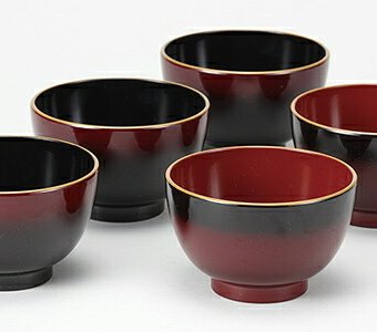 ぼかし塗　汁椀　五客揃 インテリア 漆器 盆 カタログギフト 景品 粗品