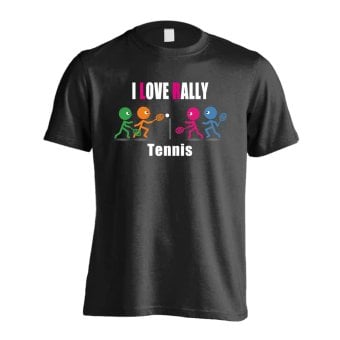 テニス Tシャツ 半袖 メンズ ウェア レディース 練習着 ジュニア ドライ おもしろ tシャツ 速乾 名入れ スポーツ 女子 男子 チーム おしゃれ 文字入れ 「I LOVE RALLY」 アートワークスコウベ 【送料無料】