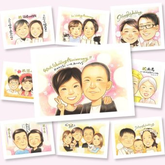 贈り物 結婚記念日 似顔絵 ギフト プレゼント 名入れ 手描き ルビー婚式 結婚記念日 結婚40周年 お祝い 記念日 家族 夫婦 両親 お父さん ご夫婦 下書き確認 修正無料 名入れ かわいい 喜ばれる 似てる 一生もの 思い出 感謝 40周年 記念 二次会 大量注文 応援 闘病中の方への励まし 傘寿祝い バレンタインデー カラフル お祝い返し 白寿祝い 卒寿祝い