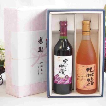 実りの秋の贈り物 感謝の贈り物ボックス 国産やや甘口赤ワインと国産ワインセット(おたる醸造 旅路orange 白ワイン やや辛口(北海道)720mlヴィンテージ実りの収穫 赤ワイン720ml
