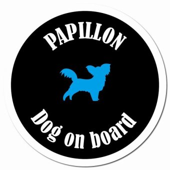 カラフル Dog on board パピヨン ブラック＆ホワイト カーサイン 車 マグネットステッカー 犬 マグネット 強力 直径13cm 丸型 おしゃれ かわいい ドラレコステッカー 安全対策 危険運転 煽り運転 アニマル 動物 犬種別 屋外 防水 屋内