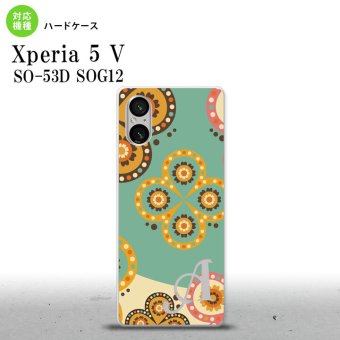 Xperia 5V Xperia 5V スマホケース 背面ケース ハードケース エスニック 花柄 緑 ベージュ +アルファベット 2023年 10月発売 nk-xp55-1581i