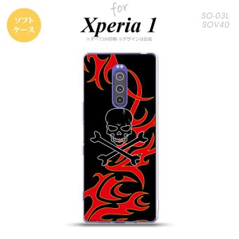 SO-03L SOV40 901SO Xperia 1 スマホケース ソフト カバー ドクロ 黒 赤 黄 nk-xp1-tp869