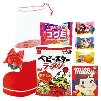 お菓子サンタブーツ（L）  7113 景品 記念品 粗品 ノベルティ 名入れ 御挨拶 ご挨拶