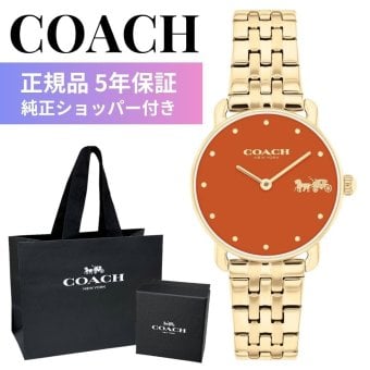 コーチ 腕時計 レディース 正規品 5年保証 エリオット 28mm オレンジ パンプキン ゴールド 華奢 シンプル おしゃれ 女性 彼女 妻 母 娘 誕生日 記念日 プレゼント ギフト 純正ショッパー付き COACH ELLIOT 成人 卒業 入学