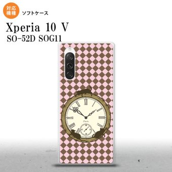 Xperia10V Xperia10V スマホケース 背面ケースソフトケース 時計 チェック ピンク 2023年 7月発売 nk-xp105-tp1221