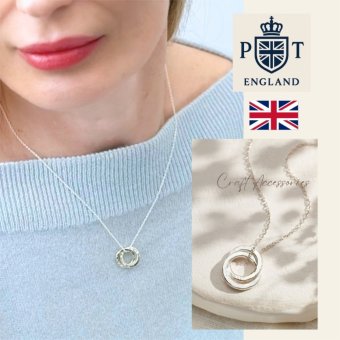 英国製 ハンドメイド ダブルリング シルバーネックレス レディース スターリングシルバー 上品 シンプル 誕生日 記念日 ギフト