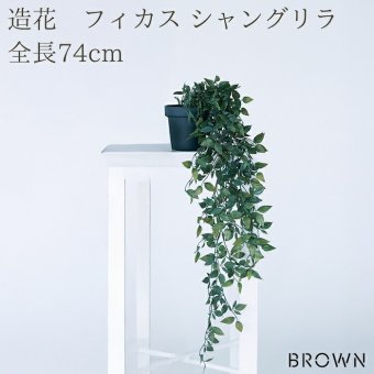 観葉植物 造花 フィカス シャングリラ BROWN 全長約74cm フェイクグリーン 高級 本物そっくり リアル おしゃれ 卓上 インテリア 人工観葉植物 アーティフィシャルグリーン 垂れ下がる つる オフィス 店舗 開店祝い 室内 リビング 玄関 トイレ 風水 フェイク