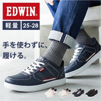EDWIN スニーカー エドウィン 通販 メンズ ハンズフリーシューズ ハンズフリースニーカー スリップイン 履きやすい 手を使わずに履ける靴 シューズ 運動靴 靴 おしゃれ 紐靴 幅広 軽量 ブランド ゴム紐靴 メンズシューズ