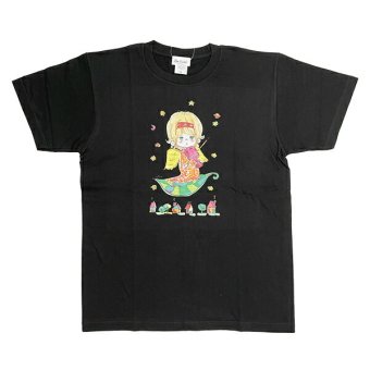 水森亜土 カラーTシャツ(M) バイオリン ブラック アパレル 送料込み