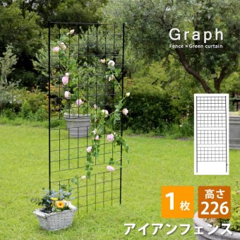 ガーデン エクステリア アイアンフェンス 高さ226 「グラフ」 1枚 フェンス アイアン ガーデニング 枠 柵 仕切り 目隠し 境目 クラシカル アンティーク 格子 ベランダ つる 薔薇 バラ 朝顔 園芸 ラティス つるバラ 庭誘引 屋外 新生活