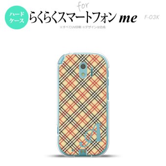 【F03K】【スマホケース/スマホカバー】F03K スマホケース らくらくスマートフォンme ケース イニシャル チェックA ベージュ×赤 nk-f03k-445ini【メール便送料無料】