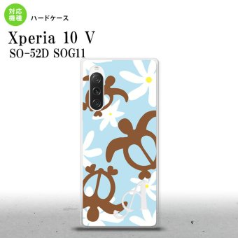 Xperia10V Xperia10V スマホケース 背面ケース ハードケース ホヌ ティアレ 水色 +アルファベット 2023年 7月発売 nk-xp105-1082i