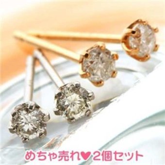 ダイヤモンド ピアス K18 PT900 18金 ピンクゴールド プラチナ 一粒 ダイヤピアス 2点セット 0.1ct レディース ジュエリー アクセサリー ギフト プレゼント ラッピング 誕生日 記念日 女性 彼女 妻 20代 30代 40代