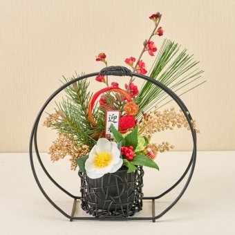 造花のきつつき迎春アレンジ　お正月　手作りアレンジ　高品質