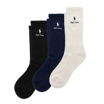 ポロラルフローレン：DOUBLE LOGO ソックス 3PK (クリーム)[ソックス/ 男性下着/ メンズインナー/人気ブランド/おすすめギフト/誕生日プレゼント/メンズファッション]