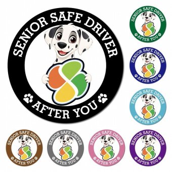 カーサイン 高齢者マーク SENIOR SAFE DRIVER ダルメシアン マグネット 強力 直径13cm 肉球 日本製 車 ステッカー