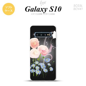 SC-03L SCV41 Galaxy S10 スマホケース ソフトケース 花柄 ミックス C 黒 メンズ レディース nk-s10-tp283