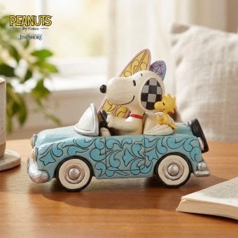 スヌーピー&ウッドストック カーサーフィン 11.8cm | ジムショア ピーナッツ グッズ フィギュア 人形 置物 彫刻 Jim Shore 正規輸入品