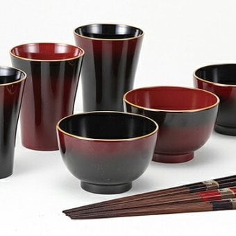 ぼかし塗　汁椀・フリーカップセット（箸付） インテリア 漆器 盆 カタログギフト 景品 粗品