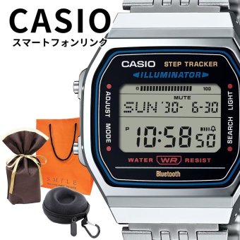 ラッピング済 ギフトセット 正規品 カシオ 腕時計 メンズ 父の日 レディース 母の日 収納ケース付き 防水 デジタル ステンレス スマホ連携 自動 時刻合わせ 歩数計 シンプル レトロ おしゃれ プレゼント ギフトにも最適 成人 卒業 入学
