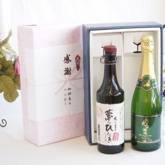 感謝の贈り物ボックス プレミアムな長期熟成麦焼酎と国産ワインセット(おたる醸造 ナイアガラス白パークリングワインやや甘口(北海道)720ml夢のひととき長期貯蔵5年熟成麦焼酎(大分県)720ml