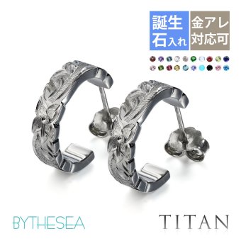 金属アレルギー フープピアス ハワイアンジュエリー 純チタン 誕生石 フープピアス カットアウト【M】 片耳購入可能 キャッチ シンプル 20G(ゲージ) BY THE TIEA バイザシー ギフト ハロウィン 【品番：TIE109】